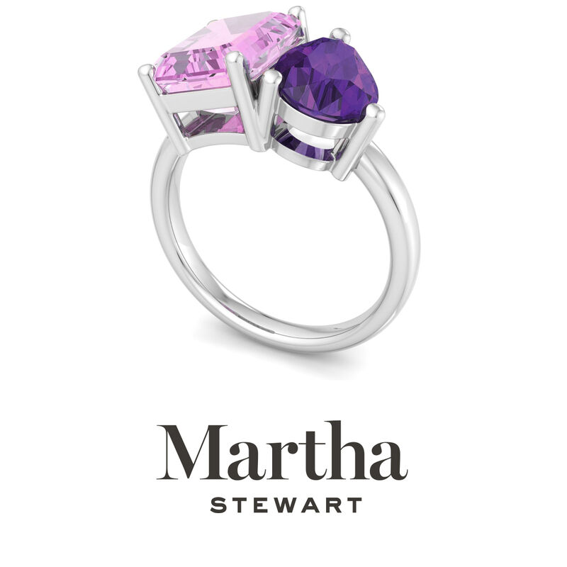 Martha Stewart 4 3/4ctw. Pink Sapphire & Amethyst Two Stone Ring In Sterling Silver image number null
